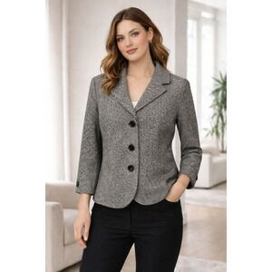 Vintage Harolds Womens Jacket 6 Black Mini Check Wool Blend‎ Classic Office USA